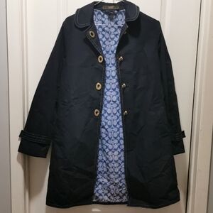 Vintage Coach  turn lock buttons  Navy Blue Jacket with Blue Patterned Lining